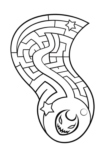 A coloring page of Venom in a cosmic maze