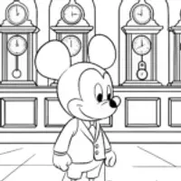 Mickey Mouse in the clock shop