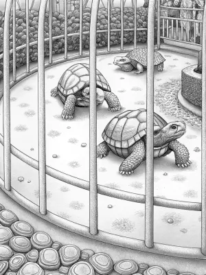 Turtles in a reverse zoo coloring pages