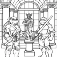 Ninja Turtles in a museum