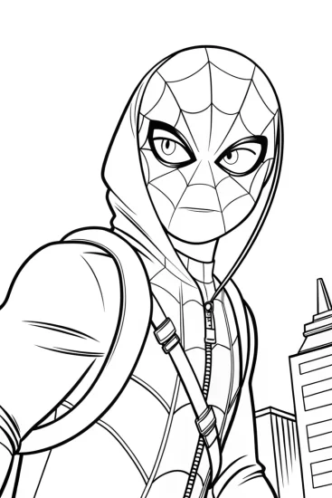 A coloring page of Miles Morales comic book quest