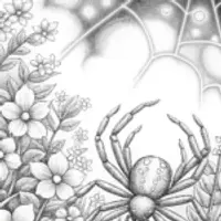 Spider tending cosmic garden