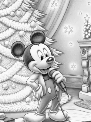 Mickey Mouse Christmas karaoke coloring pages