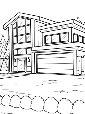 Futuristic gingerbread house scene coloring pages