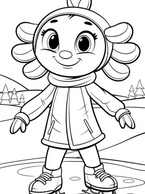 Axolotl ice-skating adventure coloring pages
