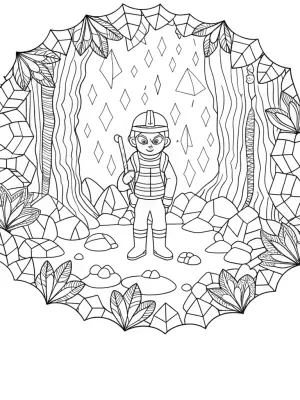 Blippi’s adventure in a crystal cave coloring pages