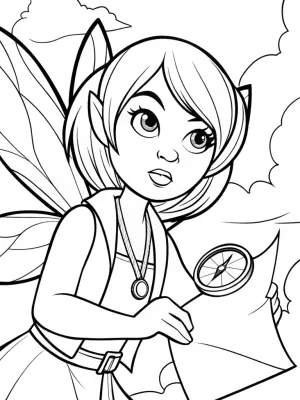 Fairy cartographer in the sky coloring pages