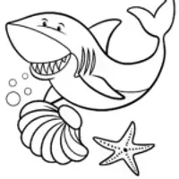Shark playing conch shell