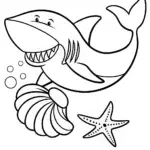 Shark playing conch shell