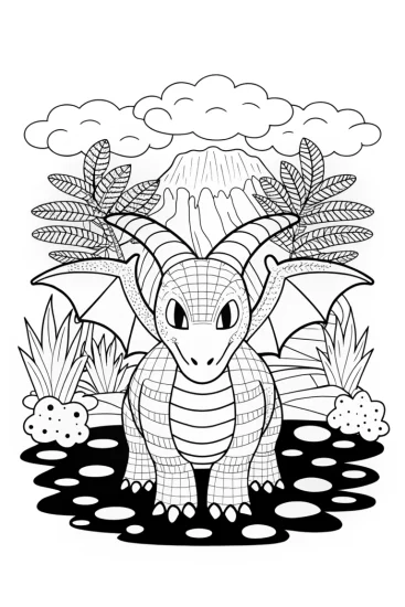 A coloring page of Legendary Pokémon at the geyser