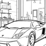 Lamborghini in a mechanic’s workshop