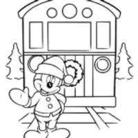 Mickey Mouse at Christmas Train Station