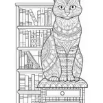 Whiskers the Cat in a library