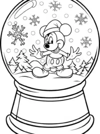 Mickey Mouse inside a snow globe