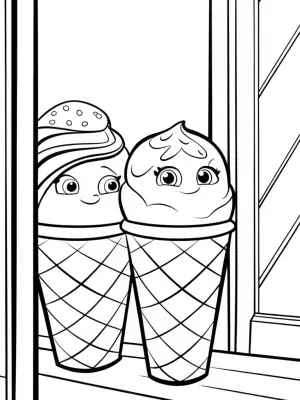 Ice cream cones hide and seek coloring pages