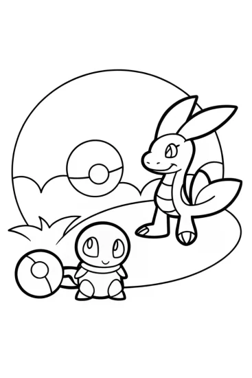 A coloring page of Legendary Pokémon time travelers
