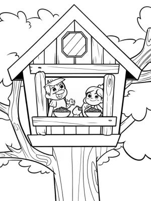Champions feast in a treehouse coloring pages