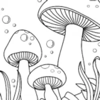 Mushrooms in a magical underwater garden