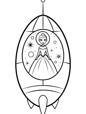 Elsa in a magical starship coloring pages