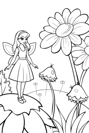 Barbie’s magical garden scene coloring pages
