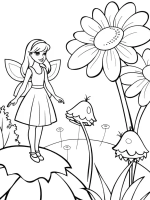 Barbie’s magical garden scene coloring pages