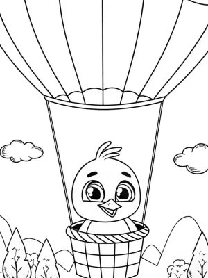 Chick’s balloon adventure coloring pages