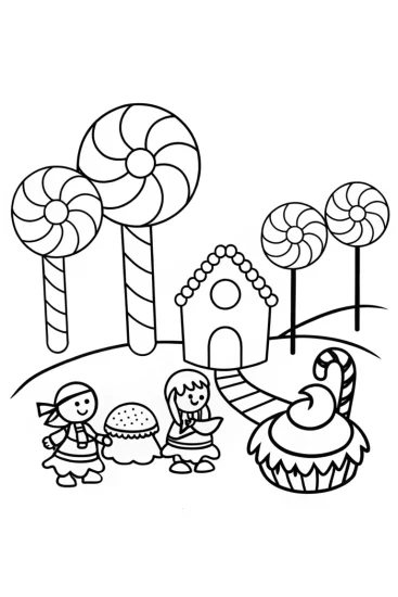 A coloring page of Thanksgiving in Candyland