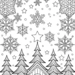 Christmas night sky coloring page