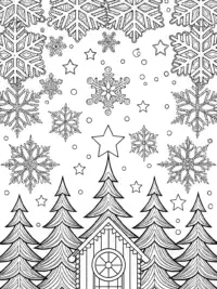 Christmas night sky coloring page