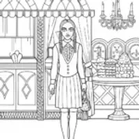 Wednesday Addams in an ice cream parlor