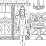 Wednesday Addams in an ice cream parlor