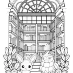 Arceus and legendary Pokémon in a library