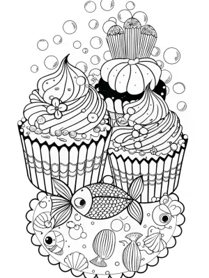 Cupcake Chic underwater mural coloring pages