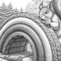 Squirrel building a rainbow bridge