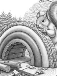 Squirrel building a rainbow bridge
