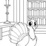 Quill the turkey in a magical library