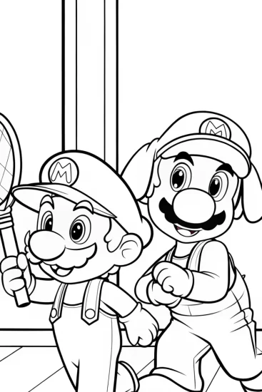 A coloring page of Mario and Luigi’s pet showdown