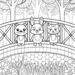 Woodland friends on a bridge