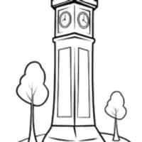 Clock tower coloring page