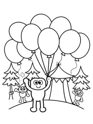 Huggy Wuggy’s balloon festival coloring pages