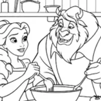 Belle and Beast cooking together