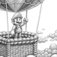 Mario on a balloon cloud