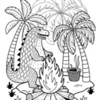 Godzilla’s beach bonfire party