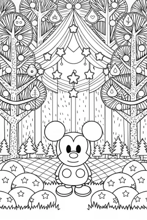 Mickey Mouse’s enchanted forest festival coloring pages