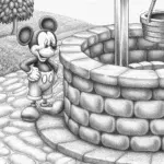 Mickey Mouse at the wishing well