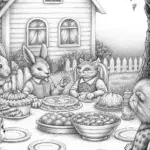 Animals having a Thanksgiving feast