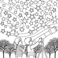 Children exploring the night sky