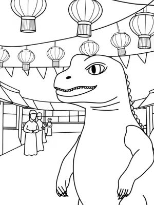 Godzilla at the lantern festival coloring pages