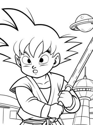Goku at the alien pet showdown coloring pages