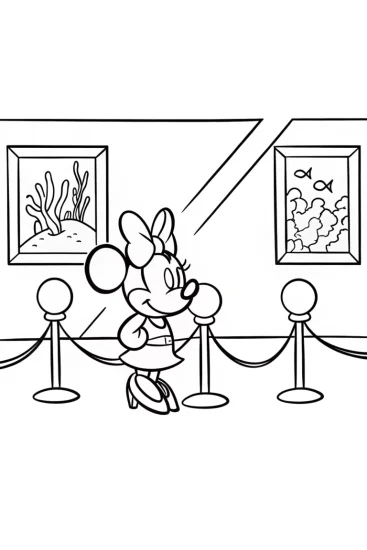 A coloring page of Minnie Mouse underwater art gallery